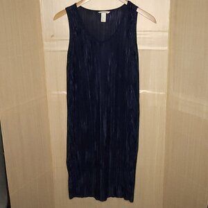 H&M Womens Blue Flowy Midi Sleeveless Krinkle Style Dress Small